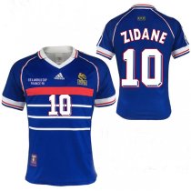 1998 France Home World Cup Final Jersey ZIDANE #10 Flock